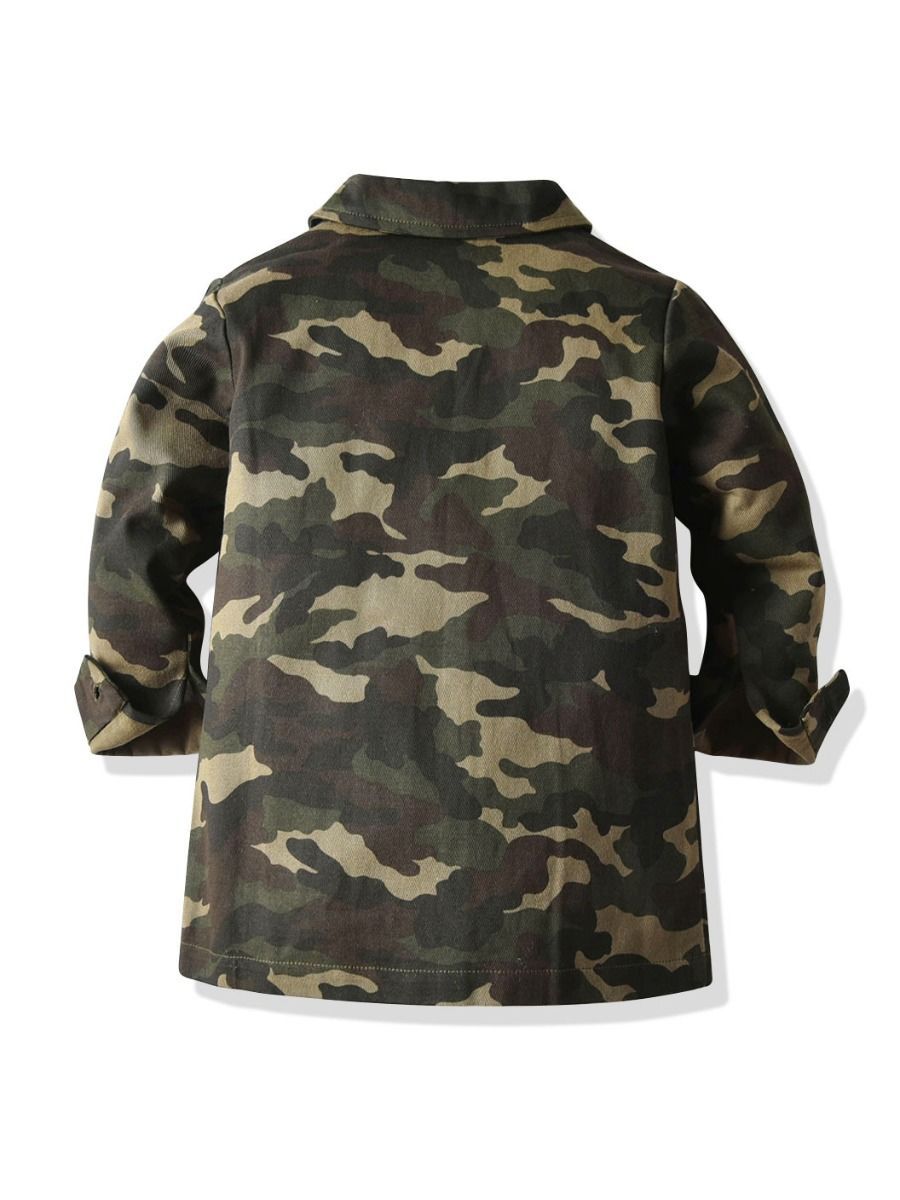 Fashion Toddler Boy 2-Piece Set Camo Jacket & Jeans - dianjiang-