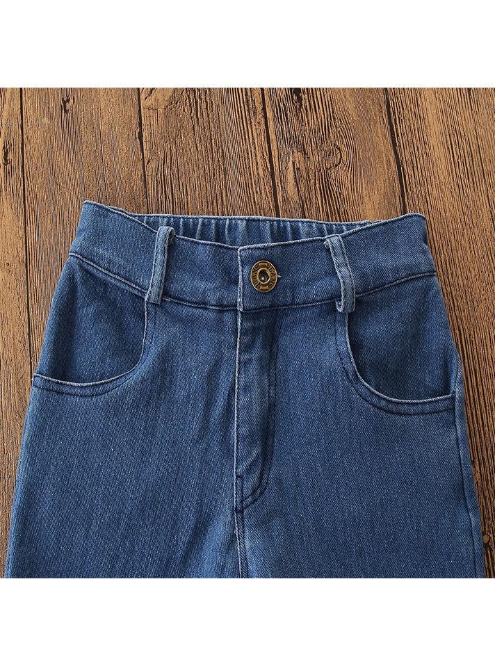 Fashion Toddler Girl Fringed-hem Jeans Bell-bottoms - dianjiang-