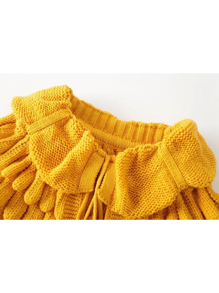 Fashion Toddler Girl Pom-trim Frilled Knitted Cardigan - dianjiang-