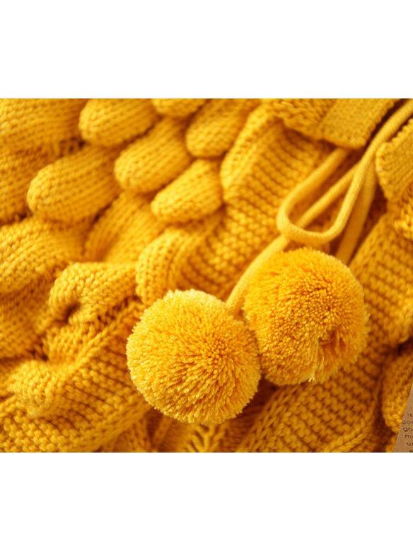 Fashion Toddler Girl Pom-trim Frilled Knitted Cardigan - dianjiang-