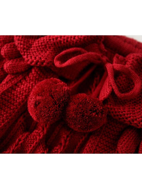 Fashion Toddler Girl Pom-trim Frilled Knitted Cardigan - dianjiang-