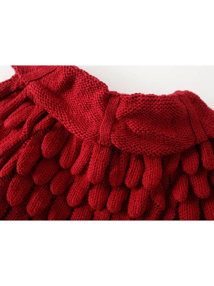 Fashion Toddler Girl Pom-trim Frilled Knitted Cardigan - dianjiang-