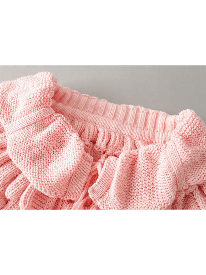 Fashion Toddler Girl Pom-trim Frilled Knitted Cardigan - dianjiang-