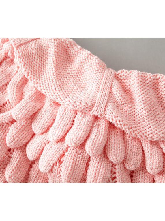 Fashion Toddler Girl Pom-trim Frilled Knitted Cardigan - dianjiang-