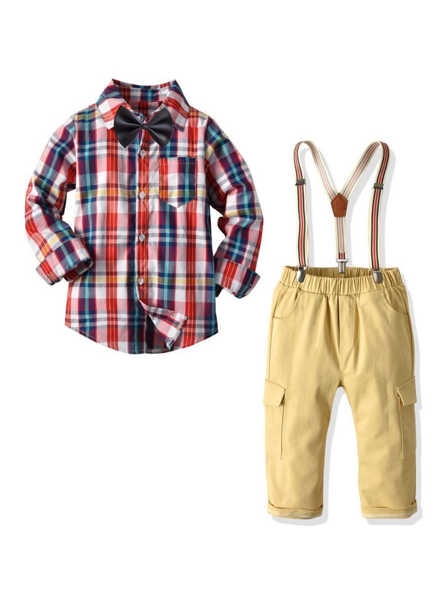 4-Piece Little Boys Party Wear Plaid Suit - dianjiang-