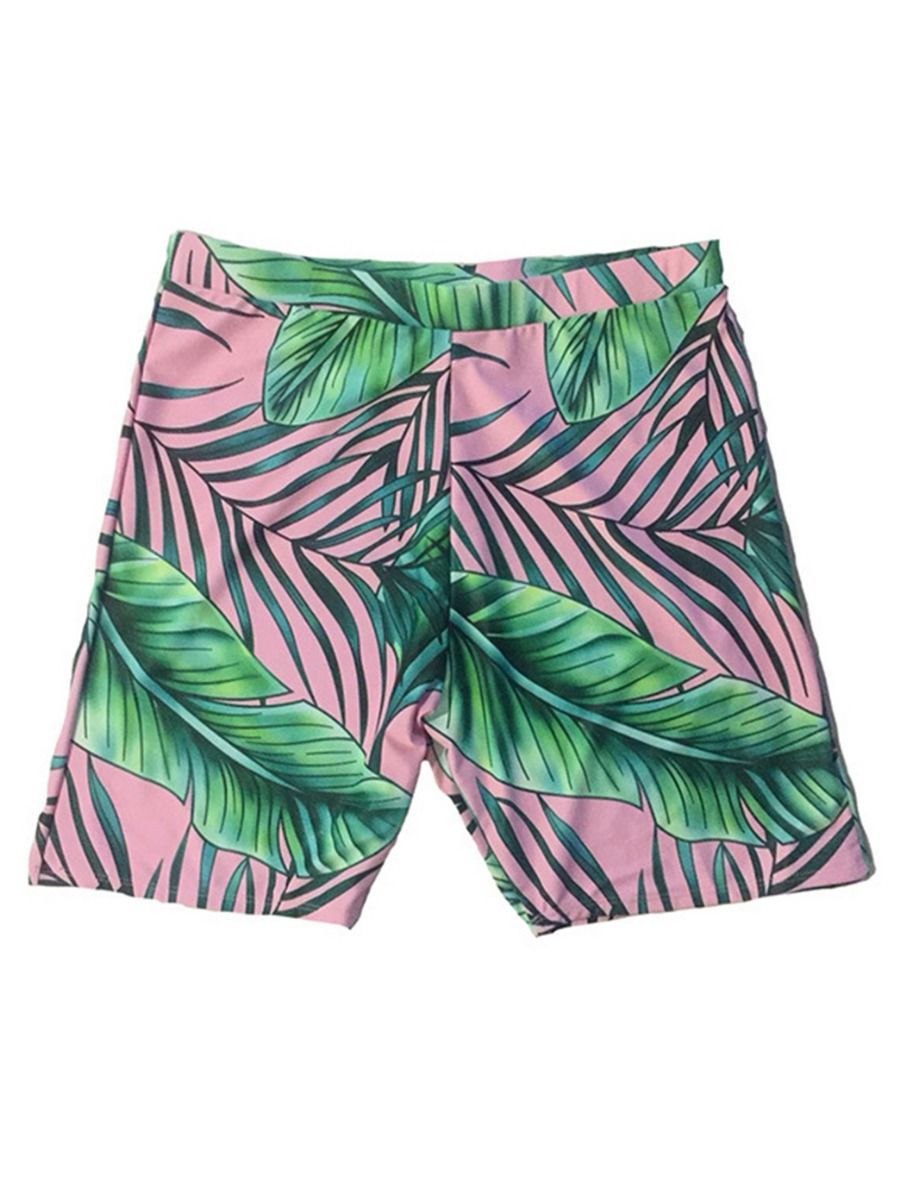 Father and Son Leaf Print Beach Trunks Family Matching - dianjiang-