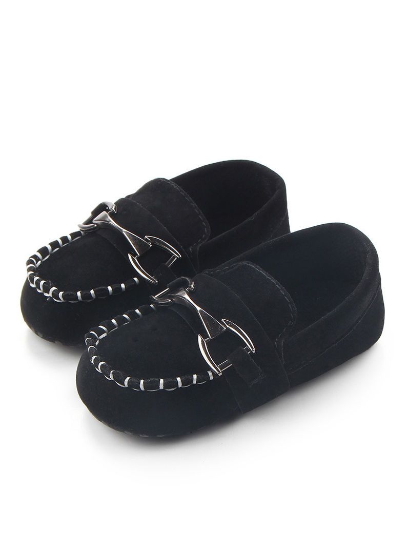 Buckle Trimmed Crib Shoes Baby Boys First Walking Shoes Fashion Winter - dianjiang-