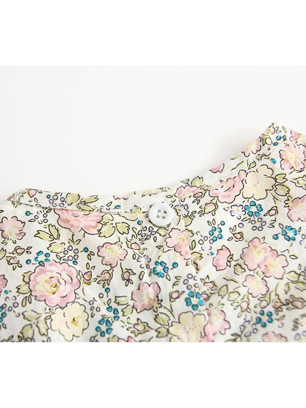 Baby Girl Flutter Sleeve Onesie Floral Bodysuit Summer - dianjiang-
