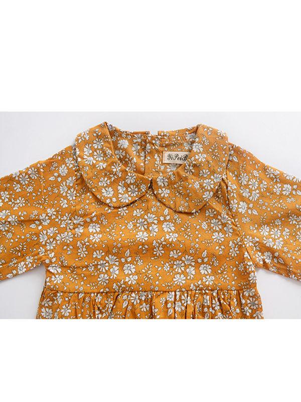 Floral Flat Collar Long Sleeve Infant Baby Rompers - dianjiang-
