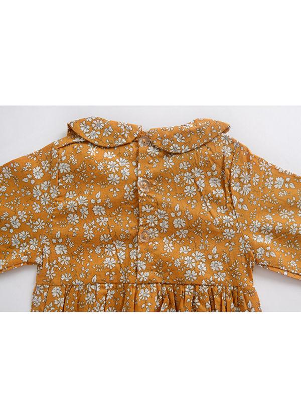 Floral Flat Collar Long Sleeve Infant Baby Rompers - dianjiang-