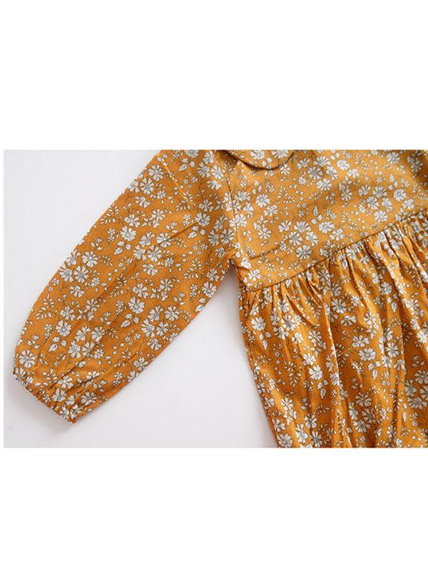 Floral Flat Collar Long Sleeve Infant Baby Rompers - dianjiang-