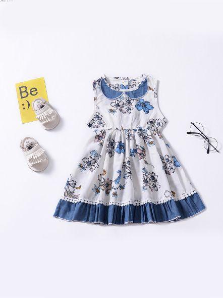 Floral Printed  Sleeveless One-piece Pleated Dress - dianjiang-