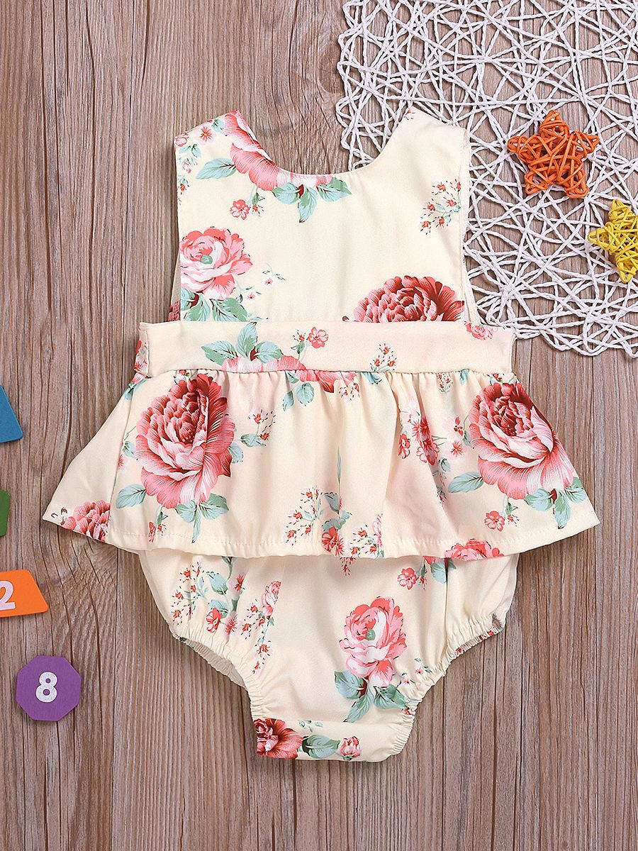High Summer Onesie Flower Bow Baby Girl Bodysuit - dianjiang-