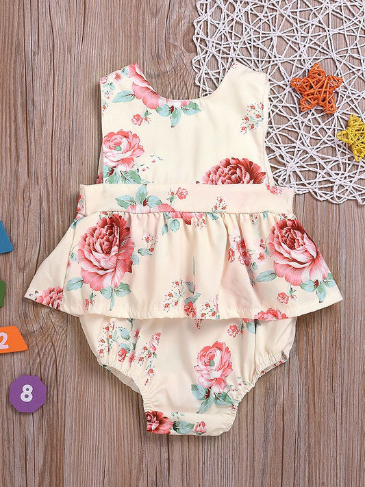 High Summer Onesie Flower Bow Baby Girl Bodysuit - dianjiang-