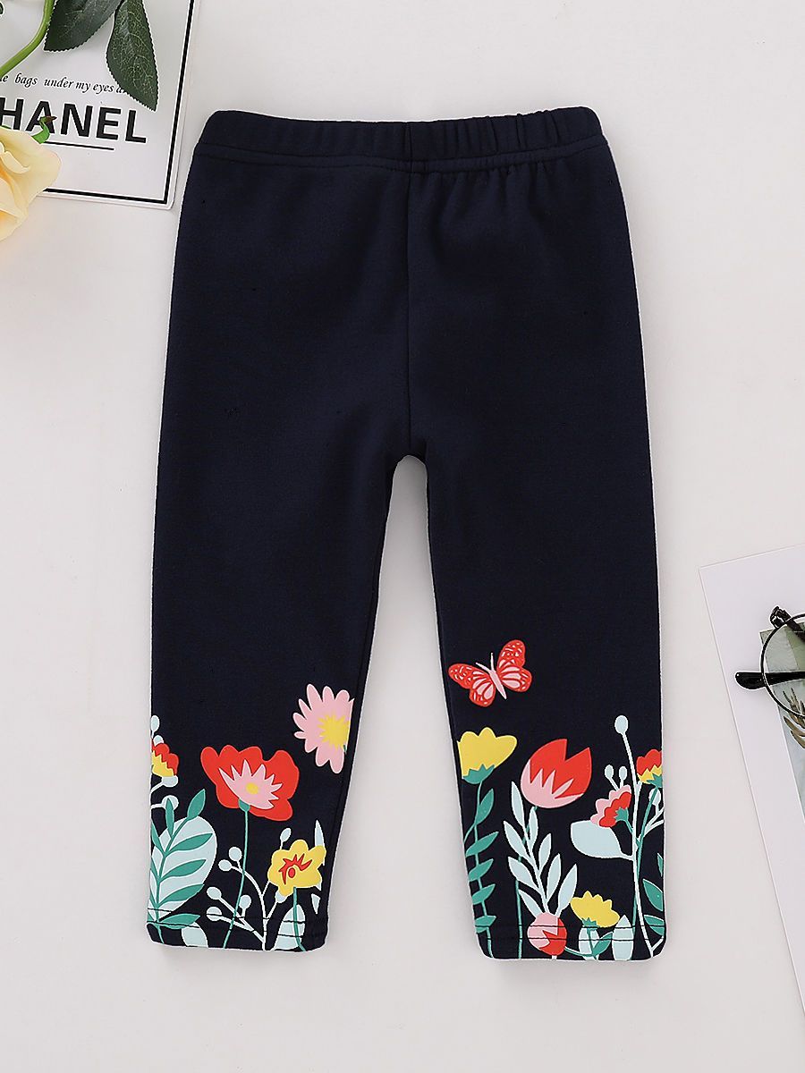 Flower Butterfly Black Leggings Pants - dianjiang-