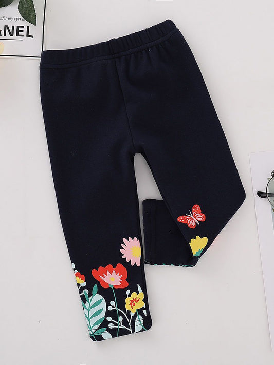 Flower Butterfly Black Leggings Pants - dianjiang-