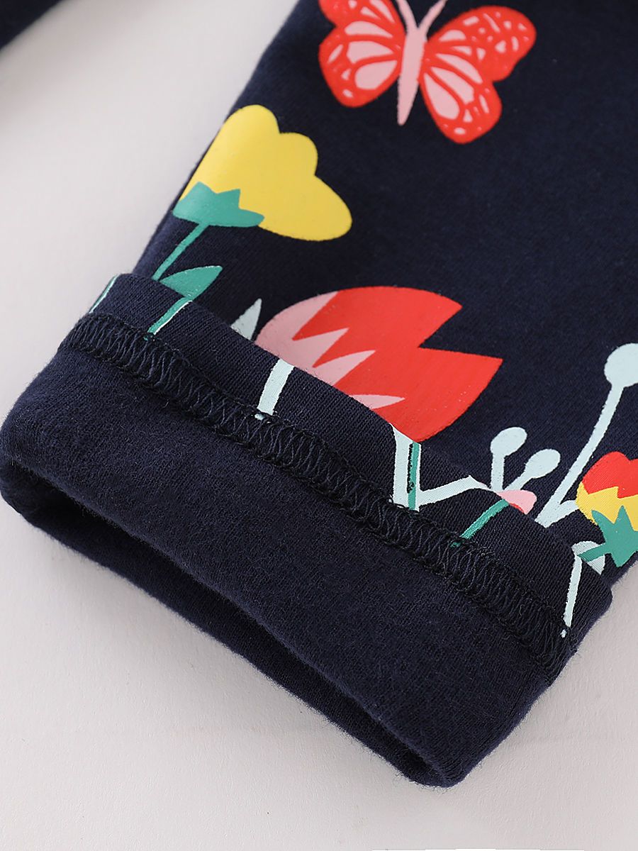 Flower Butterfly Black Leggings Pants - dianjiang-