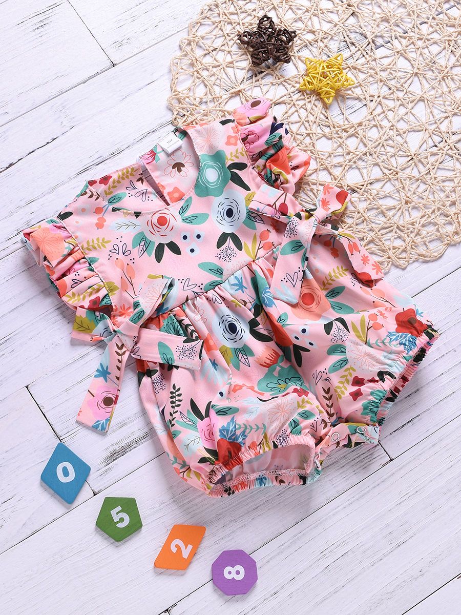 Flower Frilled Romper Baby Girl Summer Bodysuit - dianjiang-