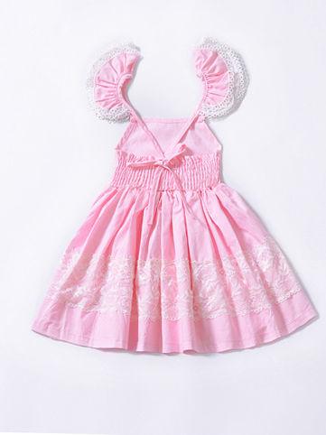 Flower Lace Trimmed Backless Pink Princess Dress - dianjiang-