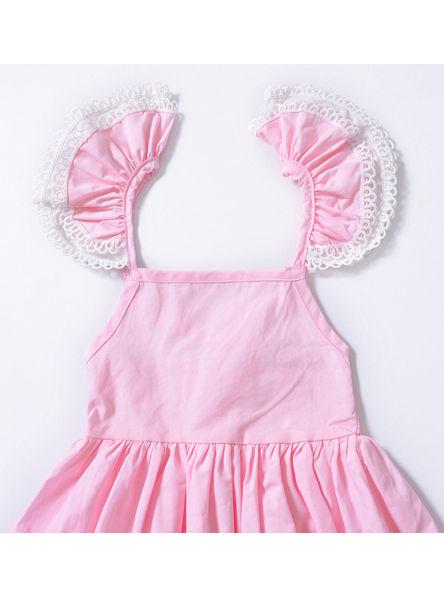Flower Lace Trimmed Backless Pink Princess Dress - dianjiang-