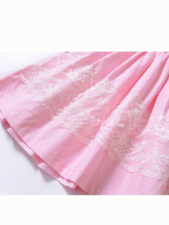 Flower Lace Trimmed Backless Pink Princess Dress - dianjiang-