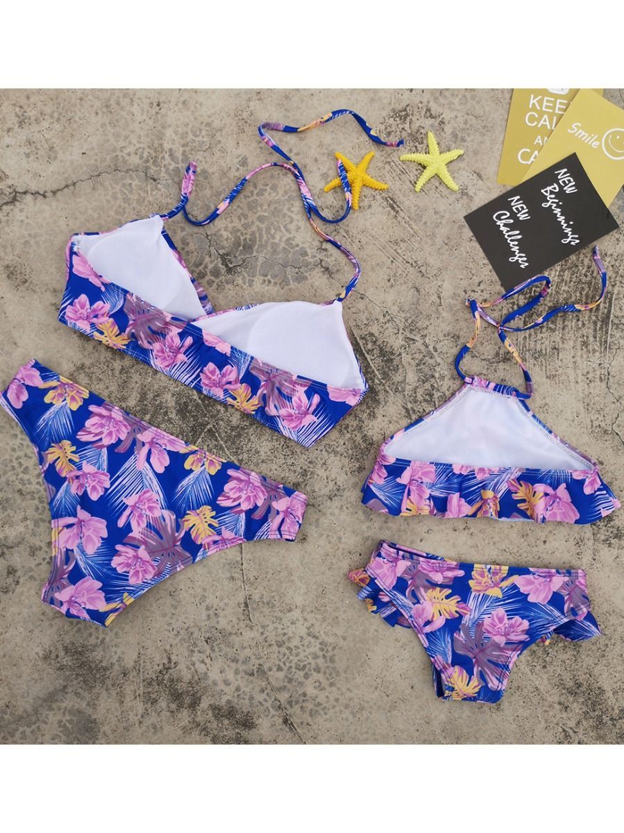 Flower Leaf Pattern Tankini Family Matching Swimwear - dianjiang-