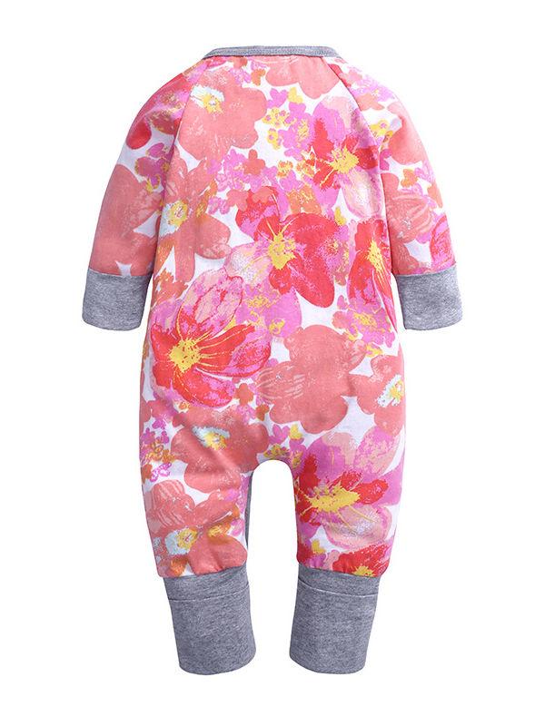 Adorable Baby Girls Flower Printed Long-sleeved Jumpsuit - dianjiang-