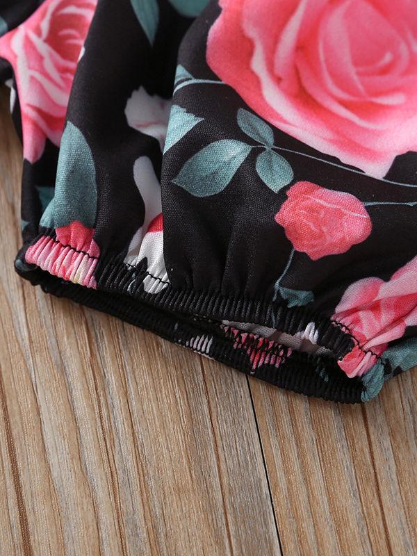 3-Piece Summer Baby Girl Outfit Letter Printed Tank Top+Flower Shorts+Headband - dianjiang-