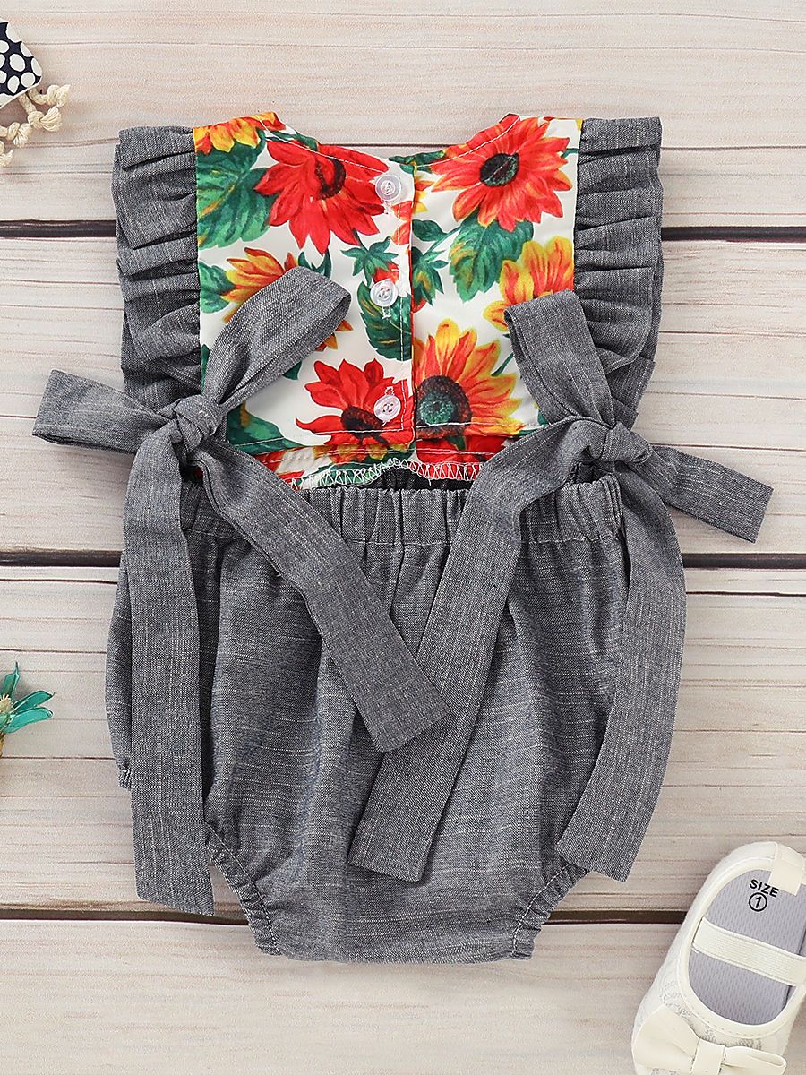 Flower Tassel Trimmed Infant Girl Romper Onesie - dianjiang-