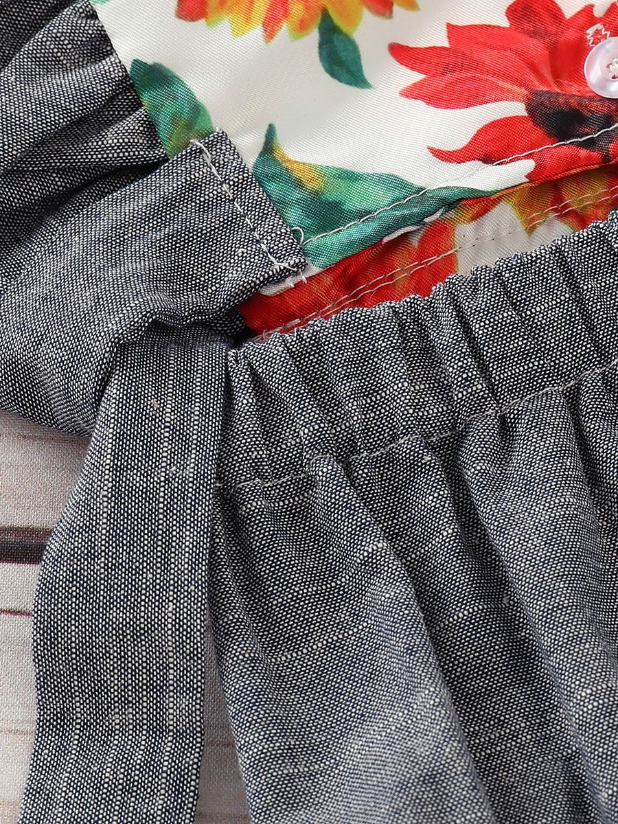 Flower Tassel Trimmed Infant Girl Romper Onesie - dianjiang-