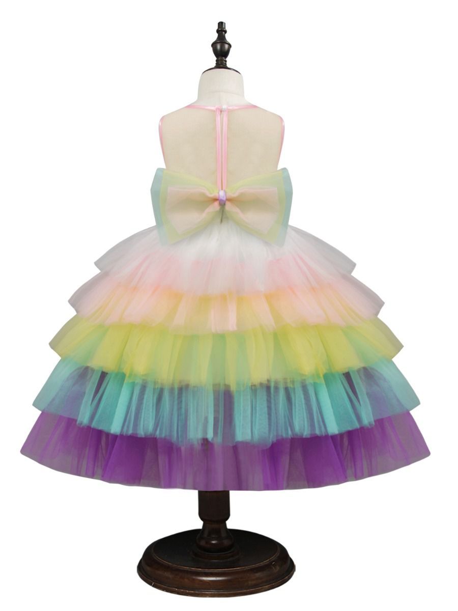 2 Kinds Flower Trim Unicorn Layered Princess Party Dress - dianjiang-