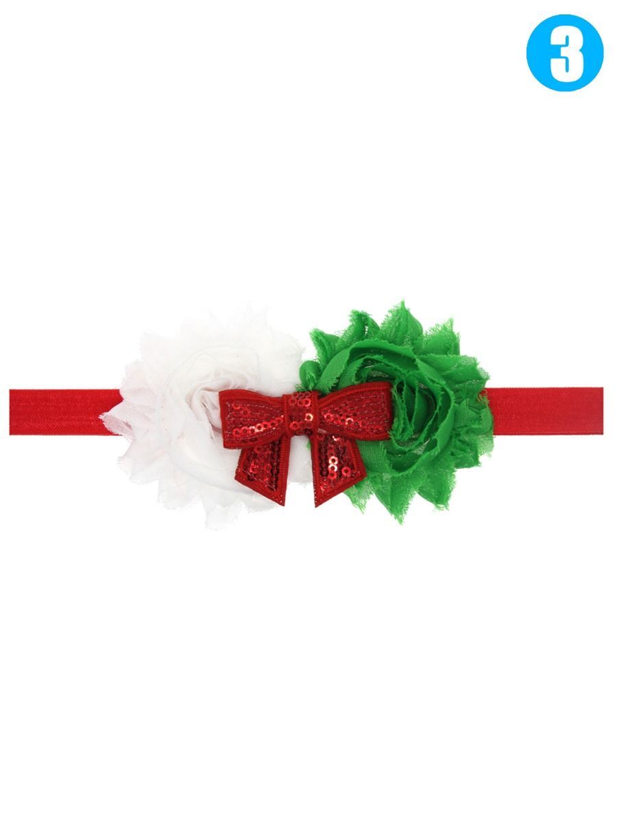 Sequin Bow Flower Trimmed Hair Clip Baby Christmas Headband - dianjiang-