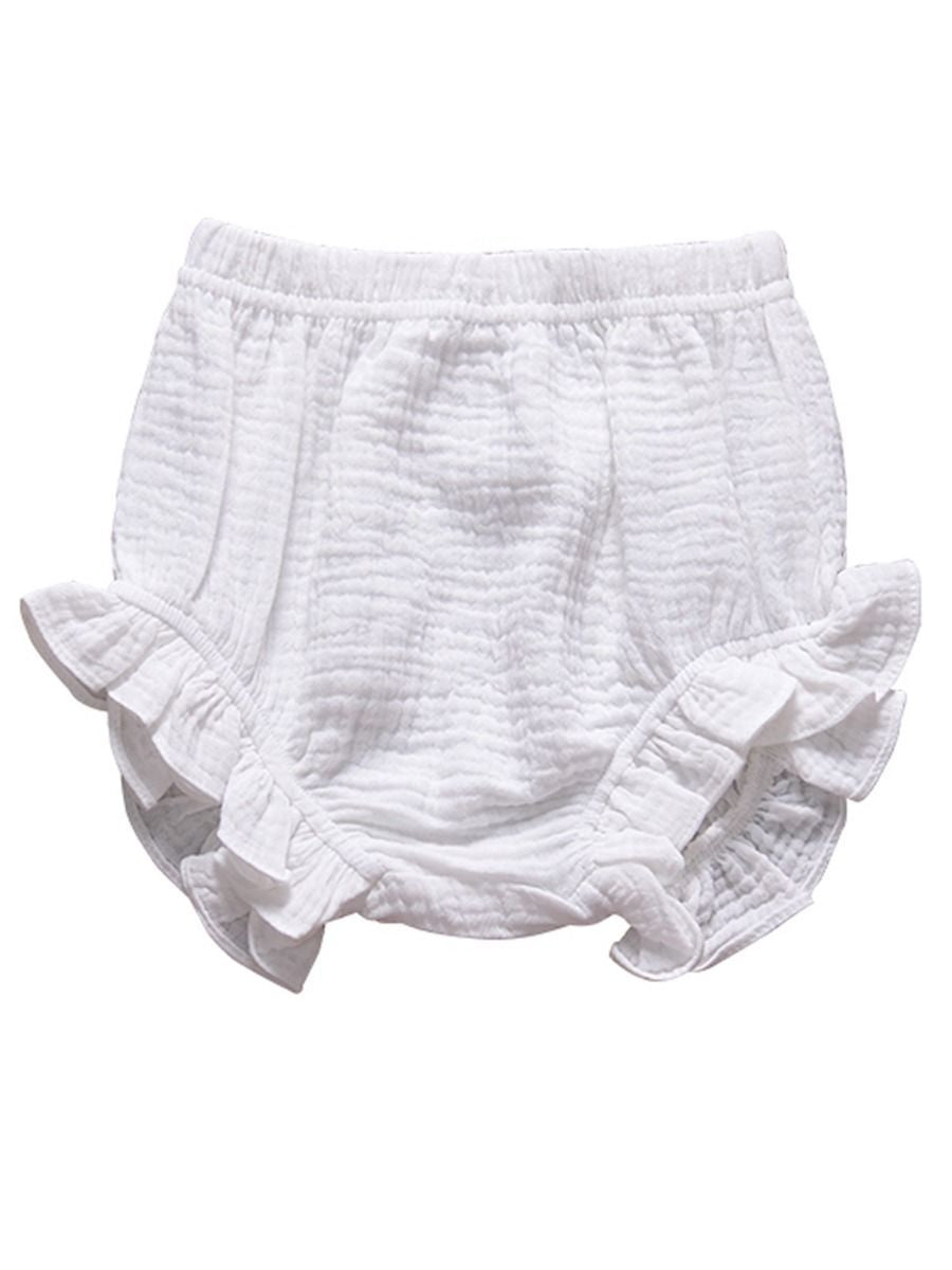 Frilled Solid Color Clothes Muslin Baby Bread Pants - dianjiang-
