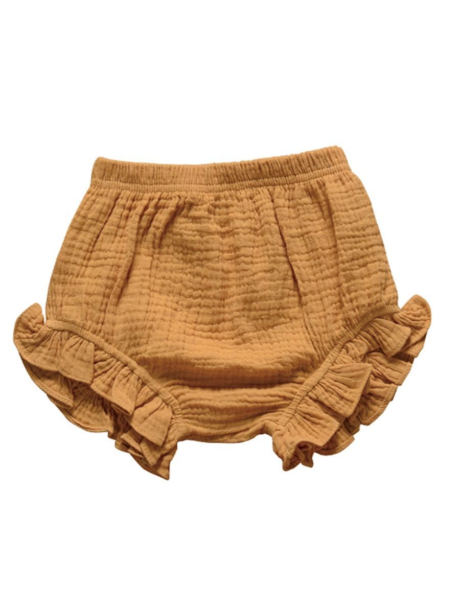 Frilled Solid Color Clothes Muslin Baby Bread Pants - dianjiang-