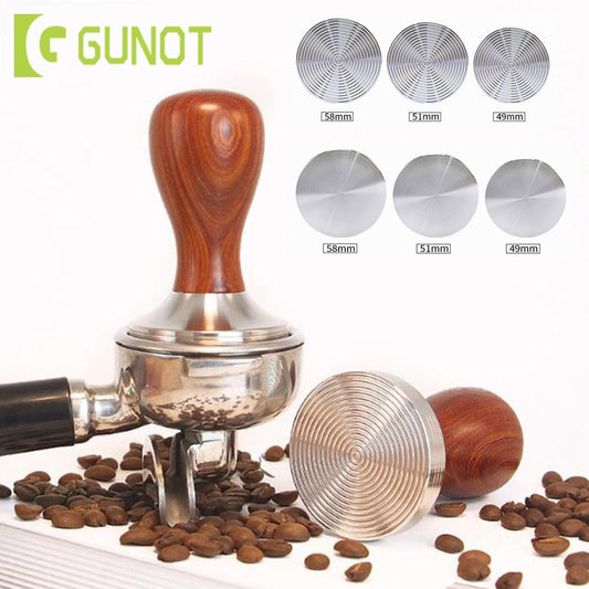 GUNOT Stainless Steel Flat Tamper Manual Holder Coffee Tamper 51mm Maker Grinder Coffee Tools Press Coffee Grinder Solid Flat - dianjiang-