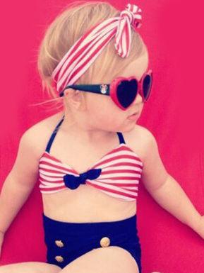 3-Piece Toddler Girls Swimwear Set Bikini + Swimming Trunks + Headband - dianjiang-