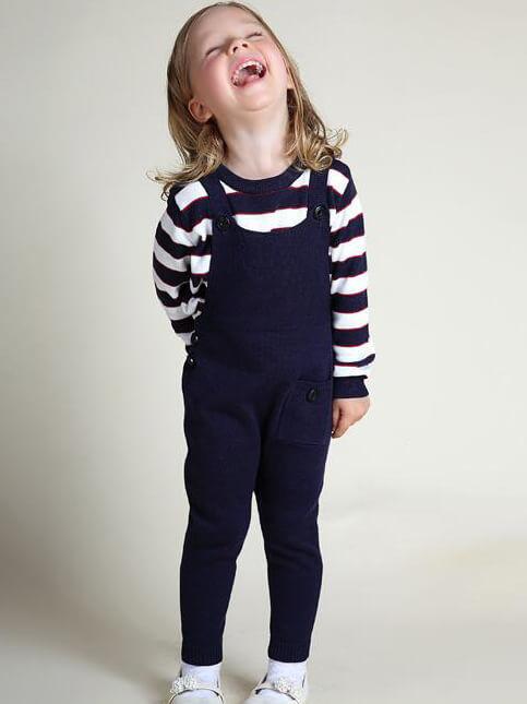 5 Colors Pockets Knitted Trousers Jumpsuit Baby Toddler Girls Boys Overalls - dianjiang-