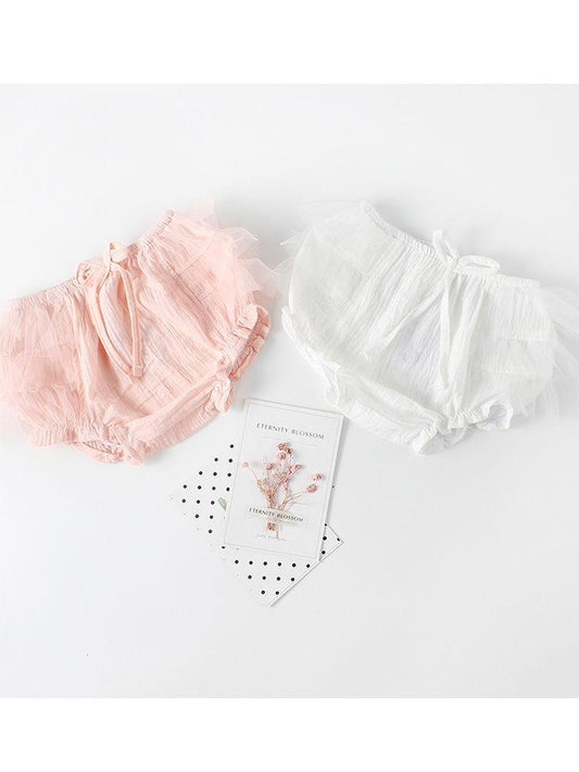 Pink / White Mesh Cotton Baby Girls Shorts - dianjiang-