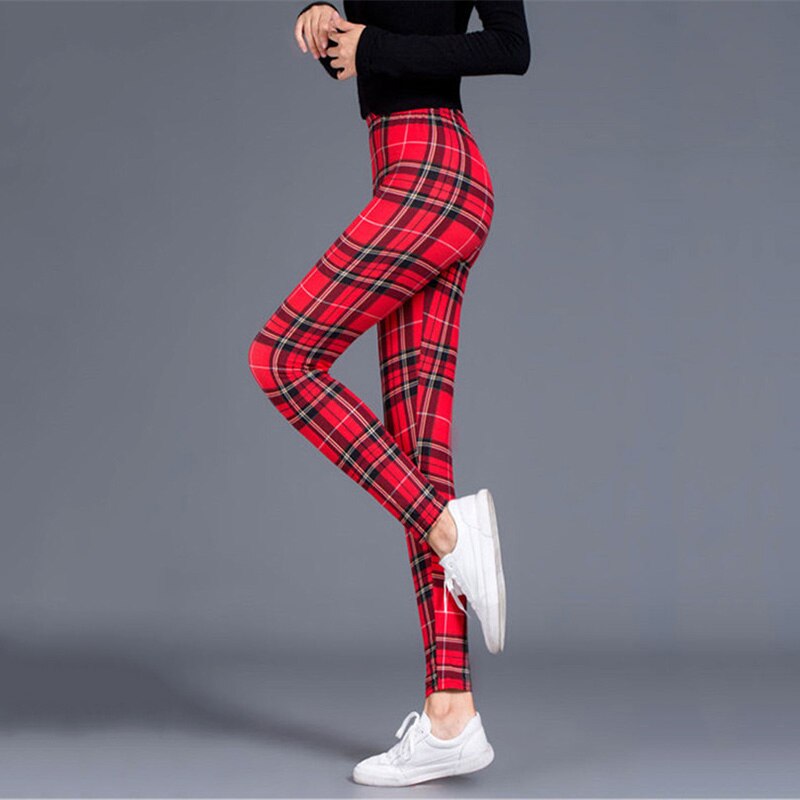 Plaid Leggings Women Sexy Pants Push Up Leggings Fashion Fitness Leggins Gym Sporting Plus Size High Waist Trousers - dianjiang-