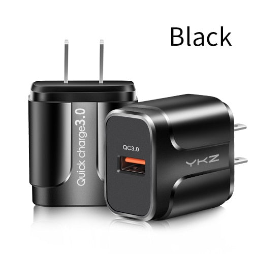 YKZ Mobile Phone Charger Quick Charge QC 3.0 4.0 18W Fast Charging EU US Plug Adapter Wall USB Charger For iPhone Samsung Xiaomi - dianjiang-