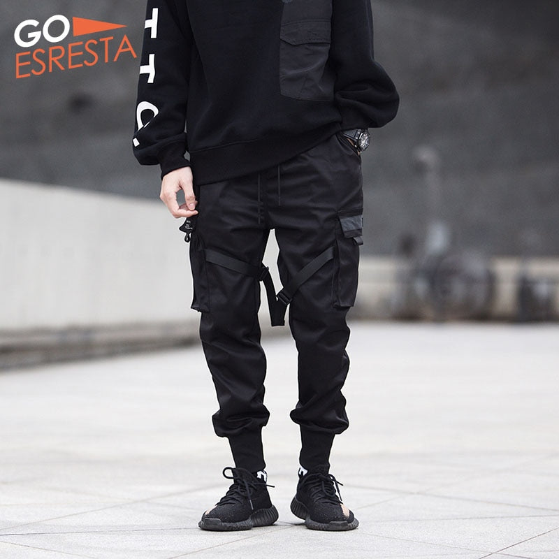 Black Hip Hop Cargo Pants Men Streetwear Fashion Cotton Joggers Sweatpants Casual Harem Trousers Summer Harajuku Tide Clothing - dianjiang-