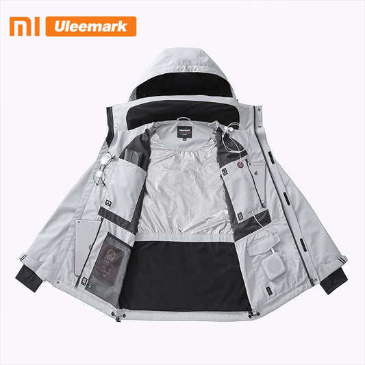 Xiaomi Men's Multi-pocke Jacket Spring Fashion Hooded Stand-up Collar Zip-through Jacket Streetwear Waterproof Coat Uleemark - dianjiang-