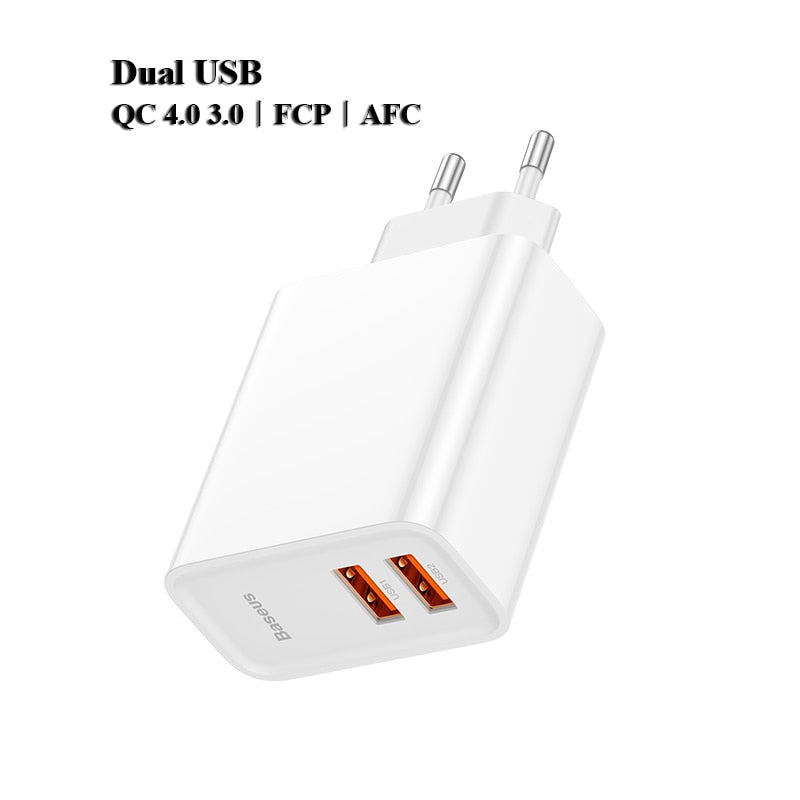 Baseus Dual USB Fast Charger 30W Support Quick Charge 4.0 3.0 Phone Charger Portable USB C PD Charger QC 4.0 3.0 ForXiaomi - dianjiang-