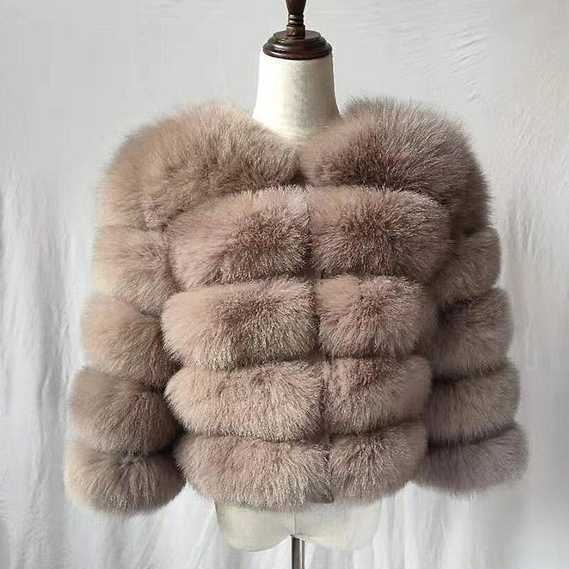 2019 Fashion  Coat Short Real Fur Coat Women Natural Fox Fur Coats Winter Nine Quarter Sleeves Warm Clothing Warm Coat - dianjiang-