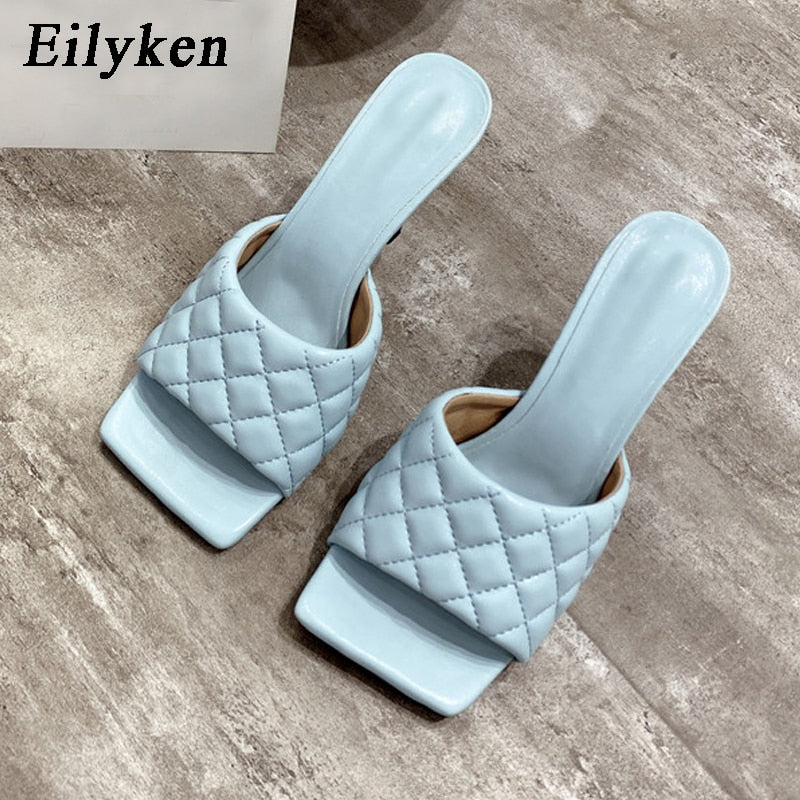 Eilyken Summer Women Mules Design slippers Sandals Square sole slides High heel 9CM Women shoes Summer Woman size 41 42 - dianjiang-