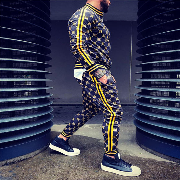 New Colorful Plaid Men Casual Zipper Set Autumn Tracksuit Set Male Sweatshirt Pocket Fashion Jackets Men Tracksuit Sets Mens set - dianjiang-