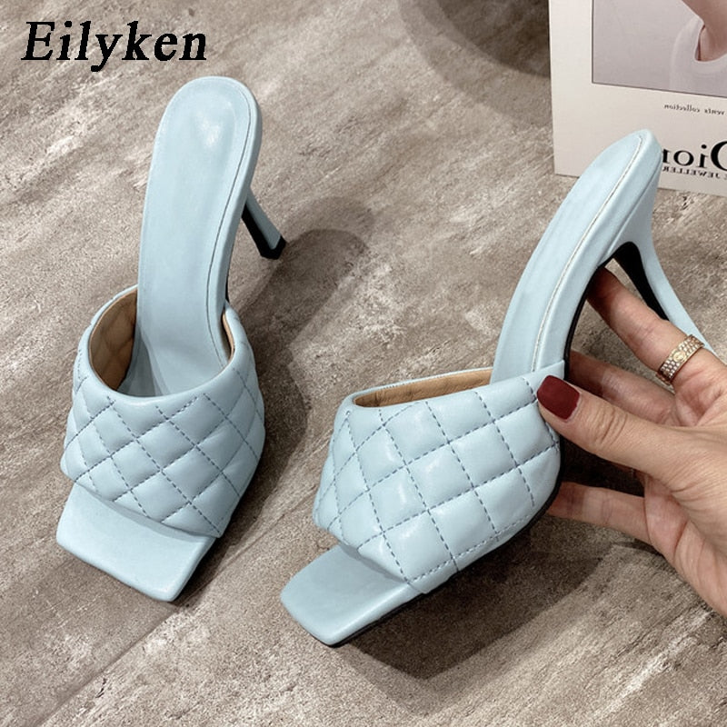 Eilyken Summer Women Mules Design slippers Sandals Square sole slides High heel 9CM Women shoes Summer Woman size 41 42 - dianjiang-