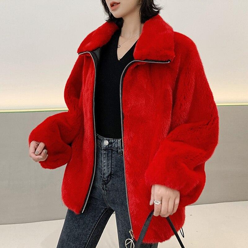 2020 Fashion Winter Genuine Mink Fur Jackets With Big Stand Collar High Quality Real Mink Fur Coats For Women Plus Size Overcoat - dianjiang-