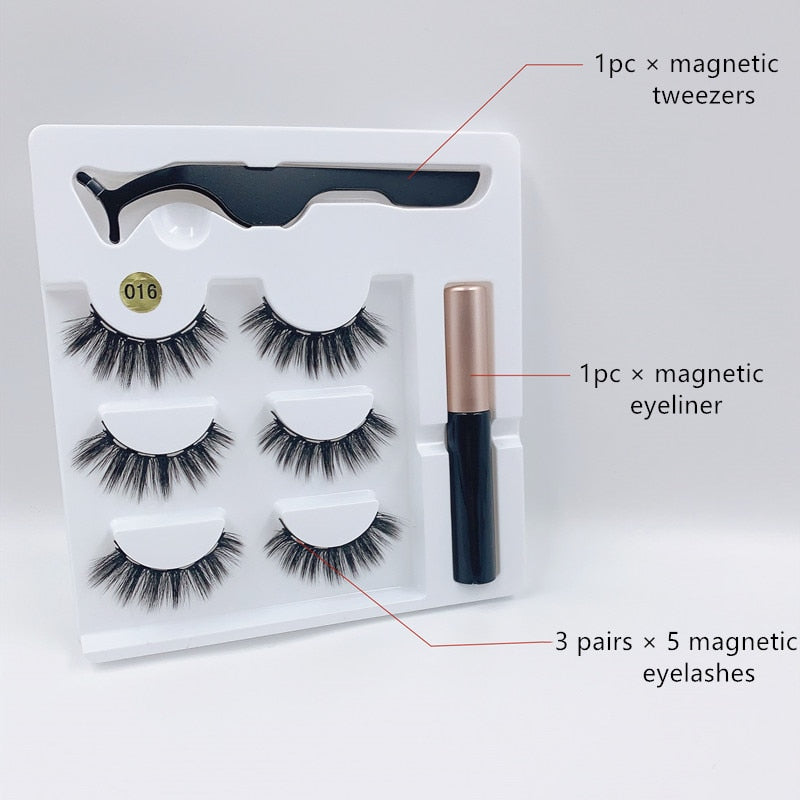 3 pairs magnetic eyelash sets, magnetic eyeliner, magnetic tweezers and false eyelash sets for extending eyelashes wholesale - dianjiang-