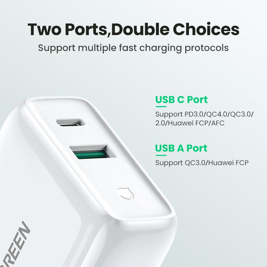 Ugreen 36W Fast USB Charger Quick Charge 4.0 3.0 Type C PD Fast Charging for iPhone 11 USB Charger with QC 4.0 3.0 Phone Charger - dianjiang-